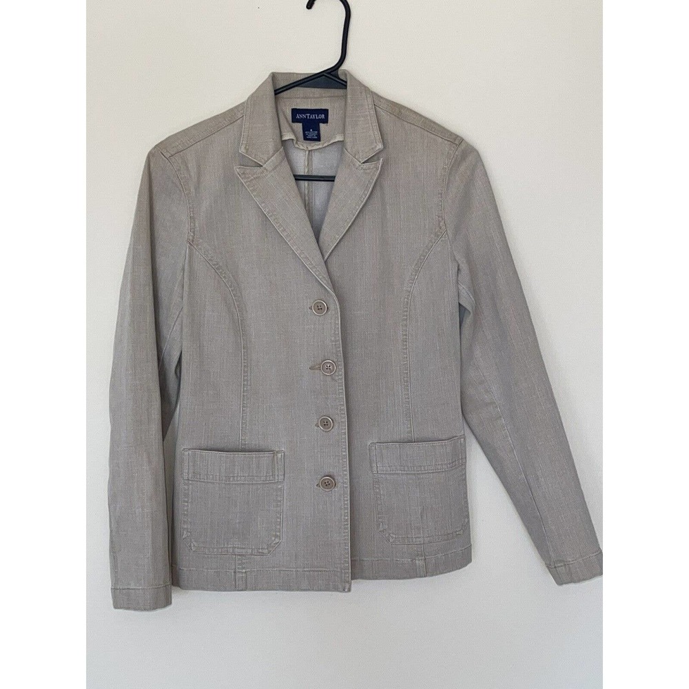Ann Taylor Jacket Blazer 97% Cotton 3% Spandex 23"Lx17"W Sleeve 21.5"L Size 4